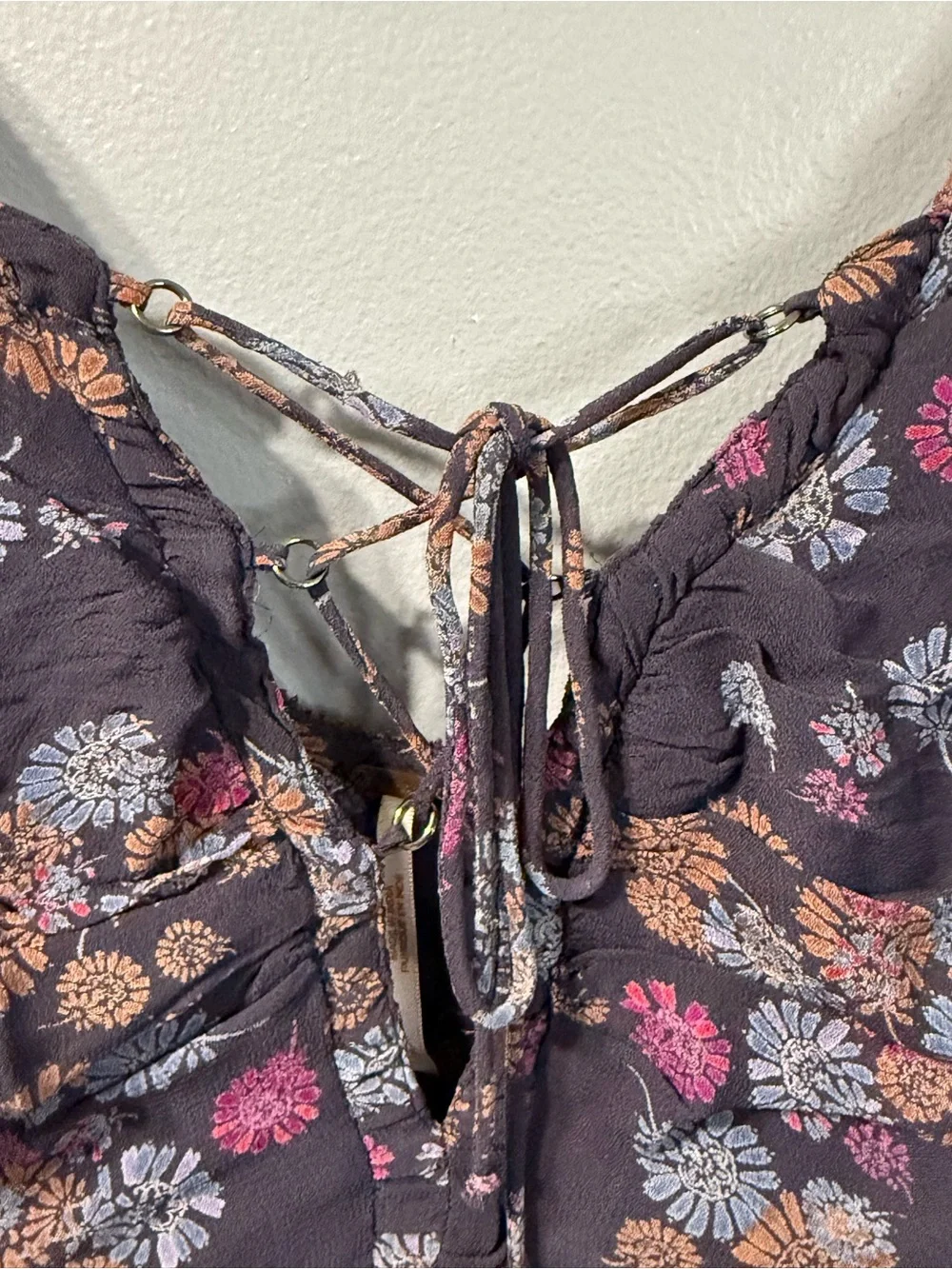 FREE PEOPLE Yours Truly Floral Slip Boho Babydoll Sundress Women’s Dress Size‎ 0